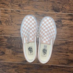 Tan/pink checkered vans